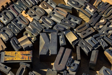 collection of wood type blocksの写真素材