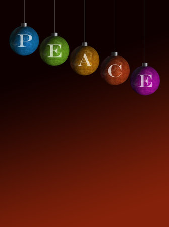 multi colored ornaments that spell peaceの写真素材