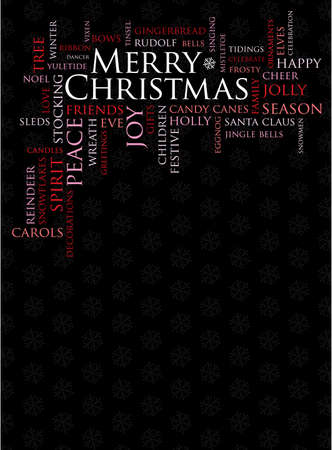 merry christmas and other holiday words on a black backgroundのイラスト素材