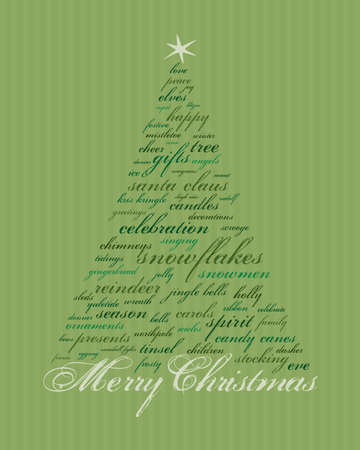 merry christmas and other words in green that make abstract treesのイラスト素材