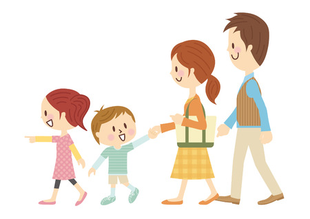 Family A walkのイラスト素材