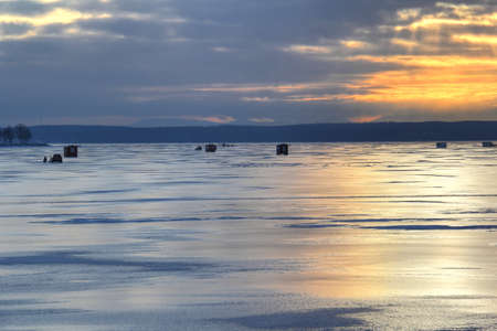 Ice fishing huts 075の写真素材