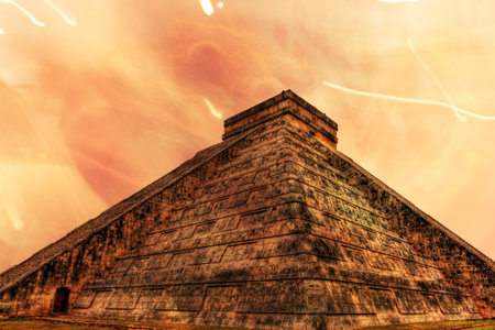 Sun explosion over the pyramids at Chitchen Itza