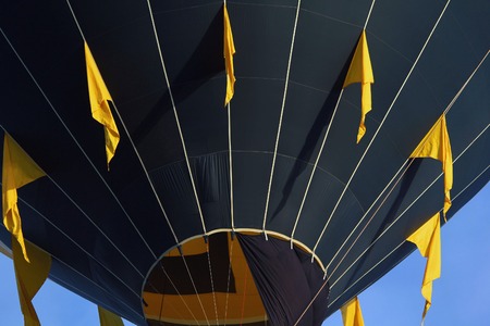 Blue balloon with flagsの写真素材