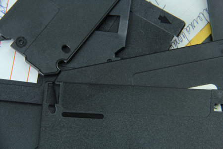 Old black floppy disks destroyed for recycling and security