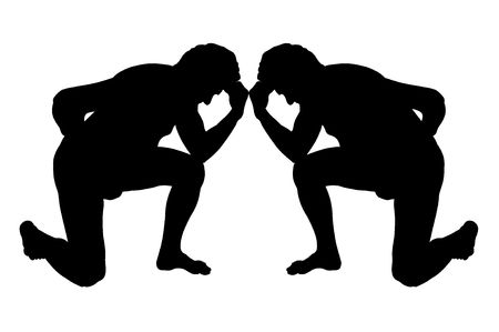 Silhouette, of the person thoughtfully to think about lifeの写真素材