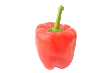Red ripe sweet pepper on white backgroundの写真素材