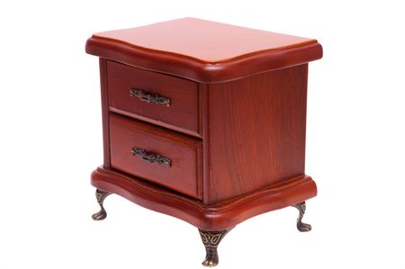 Wooden casket for jewelry on a white backgroundの写真素材