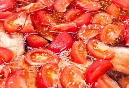 Marinaded tomatoes pepper with garlicの写真素材