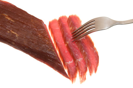 The piece to cut some dried smoked beef