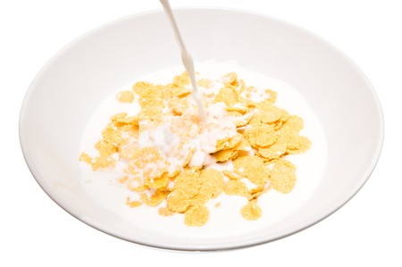 Breakfast from corn-flakes and milkの写真素材