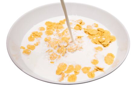 Breakfast from corn-flakes and milkの写真素材