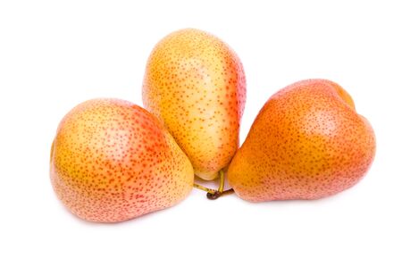 Ripe juicy pear on a white backgroundの写真素材