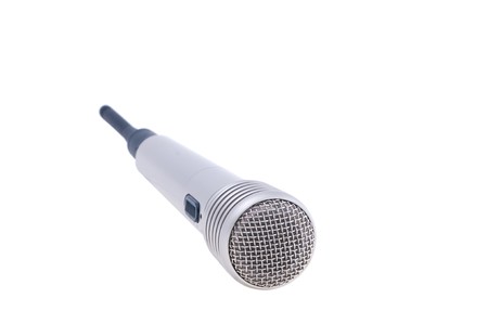 Without a wire microphone isolated for karaoke singingの写真素材