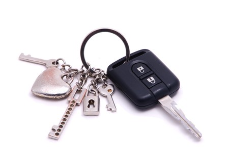 car keys with alarm and keyfobの写真素材