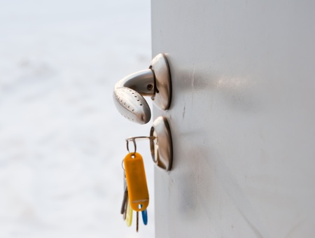 Open the door handle and keysの写真素材