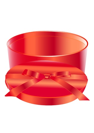 red box for a gift with bowの写真素材