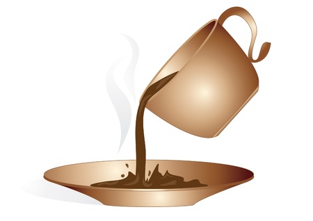 cup of hot coffee poured into a saucerの写真素材