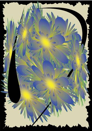 abstract painting with the colors in a black frameの写真素材