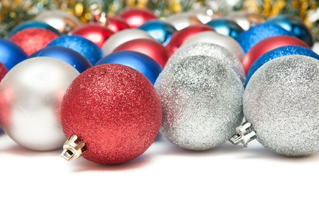 Christmas balls in different colorsの写真素材