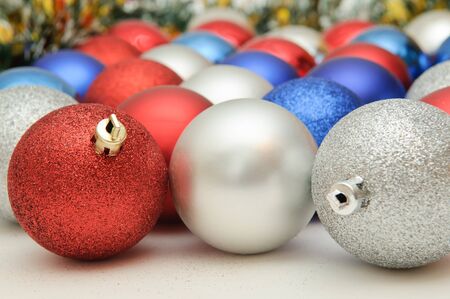 Christmas balls in different colorsの写真素材
