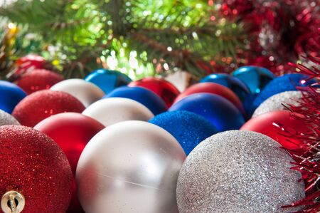 Christmas balls in different colorsの写真素材
