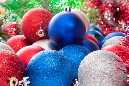 Christmas balls in different colorsの写真素材