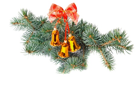 Hand bells on a Christmas New Year treeの写真素材