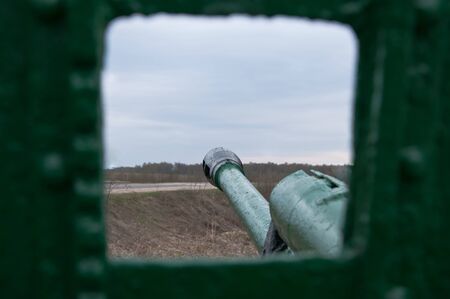 old military gun is a historic monumentの写真素材