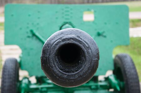 old military gun is a historic monumentの写真素材