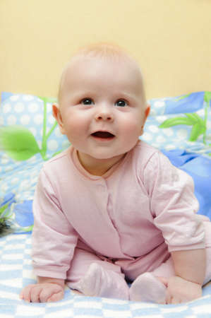 a small child looking surprisedの写真素材