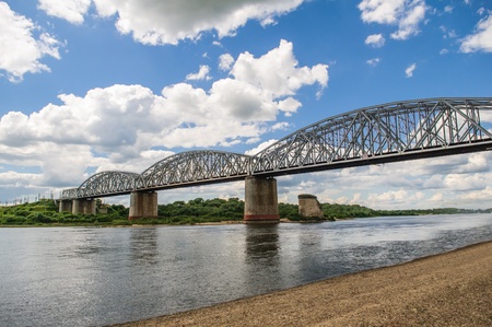 The railway bridge over the riverの写真素材