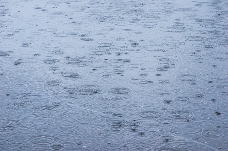The water drop falls in a pool after a rainの写真素材