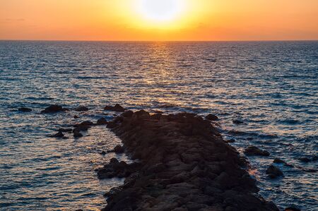 Evening sunset on the seaの写真素材
