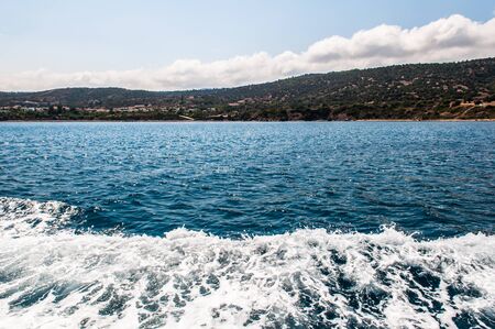 beautiful sea landscape of the island of Cyprus with a rocky shoreの写真素材