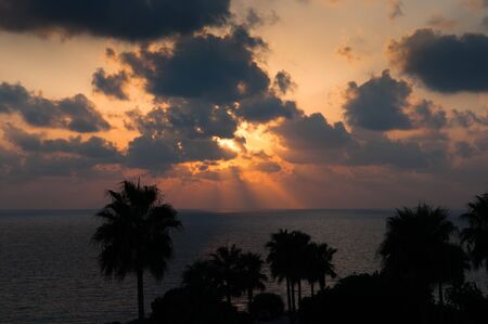 Evening sunset on the seaの写真素材