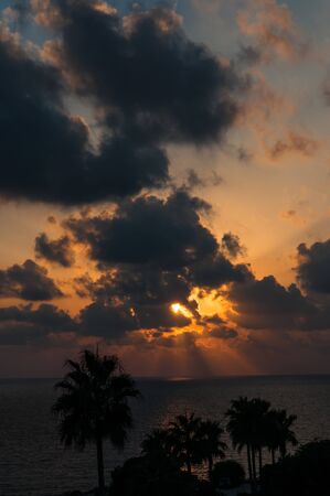 Evening sunset on the seaの写真素材