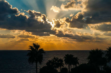 Evening sunset on the seaの写真素材
