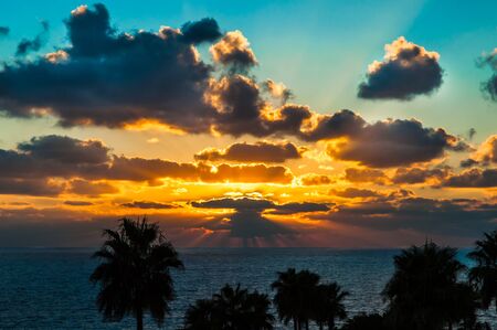 Evening sunset on the seaの写真素材