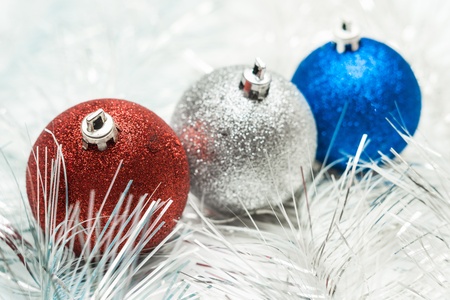Christmas balls in different colorsの写真素材