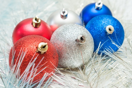 Christmas balls in different colorsの写真素材