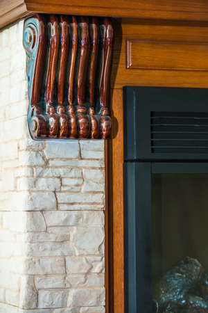 part of the fire element of the decor of wood and stoneの写真素材