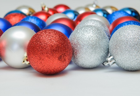 Christmas balls in different colorsの写真素材