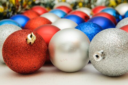 Christmas balls in different colorsの写真素材
