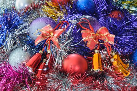 Christmas balls in different colorsの写真素材