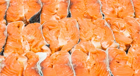 The big piece of red trout for stakeの写真素材