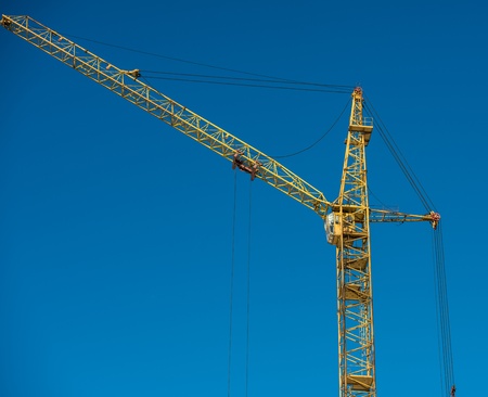 Building of the new high house by the craneのeditorial素材