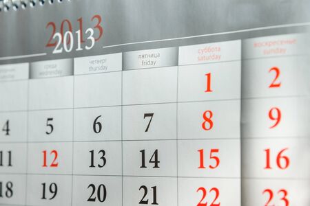 one sheet tear-off calendar with week numbersの写真素材