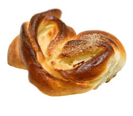 bun sprinkled with sugar isolated on white backgroundの写真素材