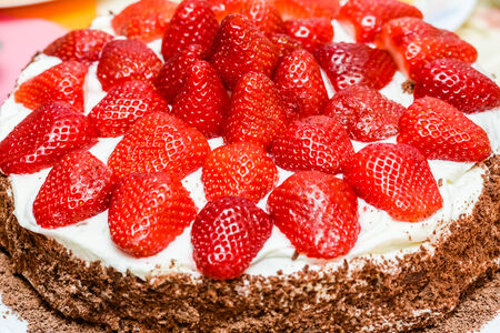 holiday fruit cake with berriesの写真素材